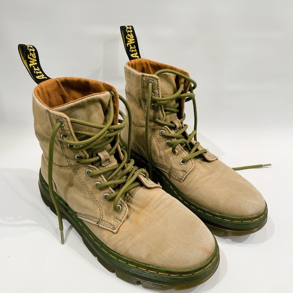 Vintage dr marten green maelly combat boots men’s 8 women’s 9 doc martens canvas - Picture 2 of 16
